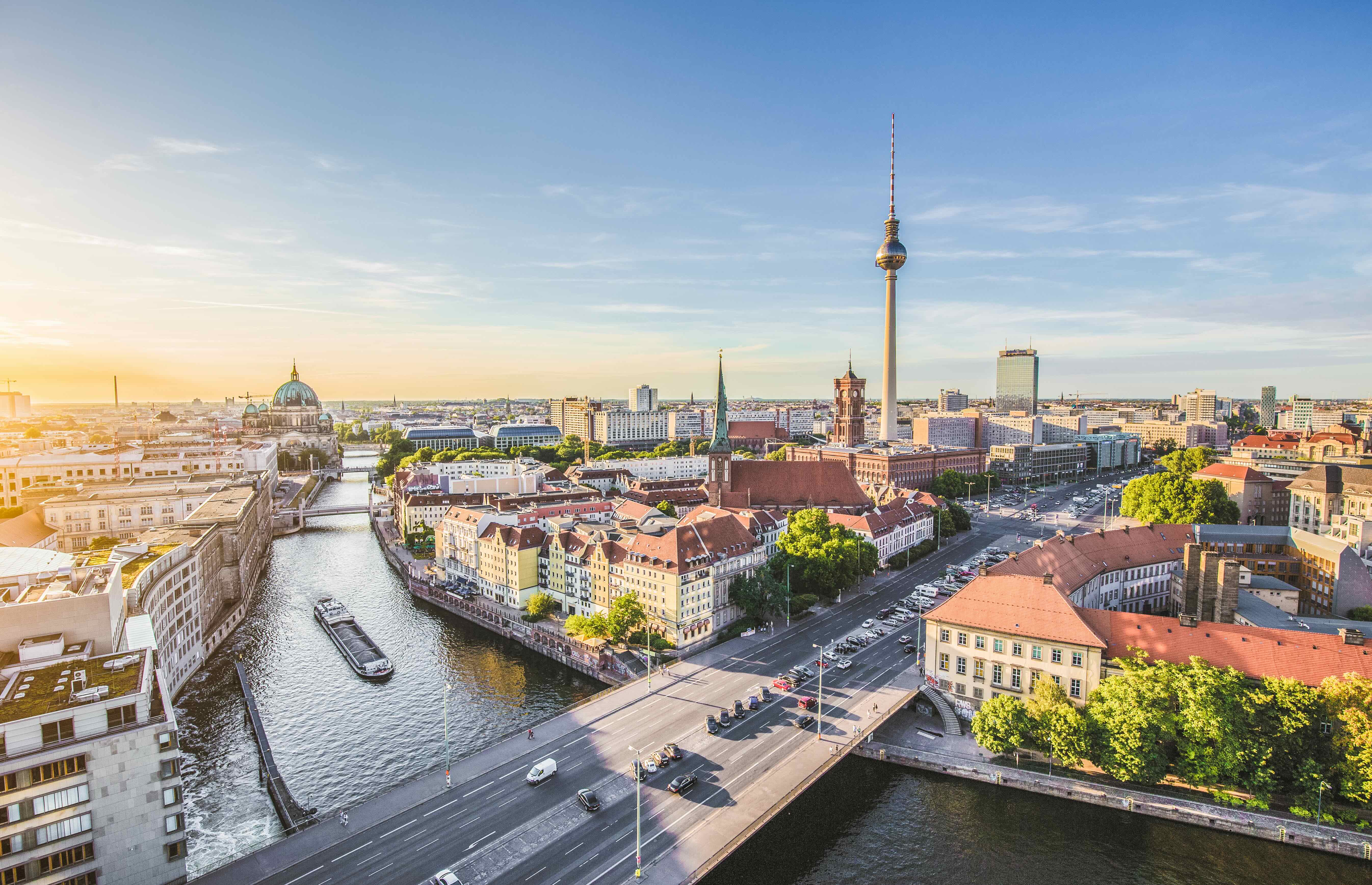 Berlin skyline with TV Tower and Spree River